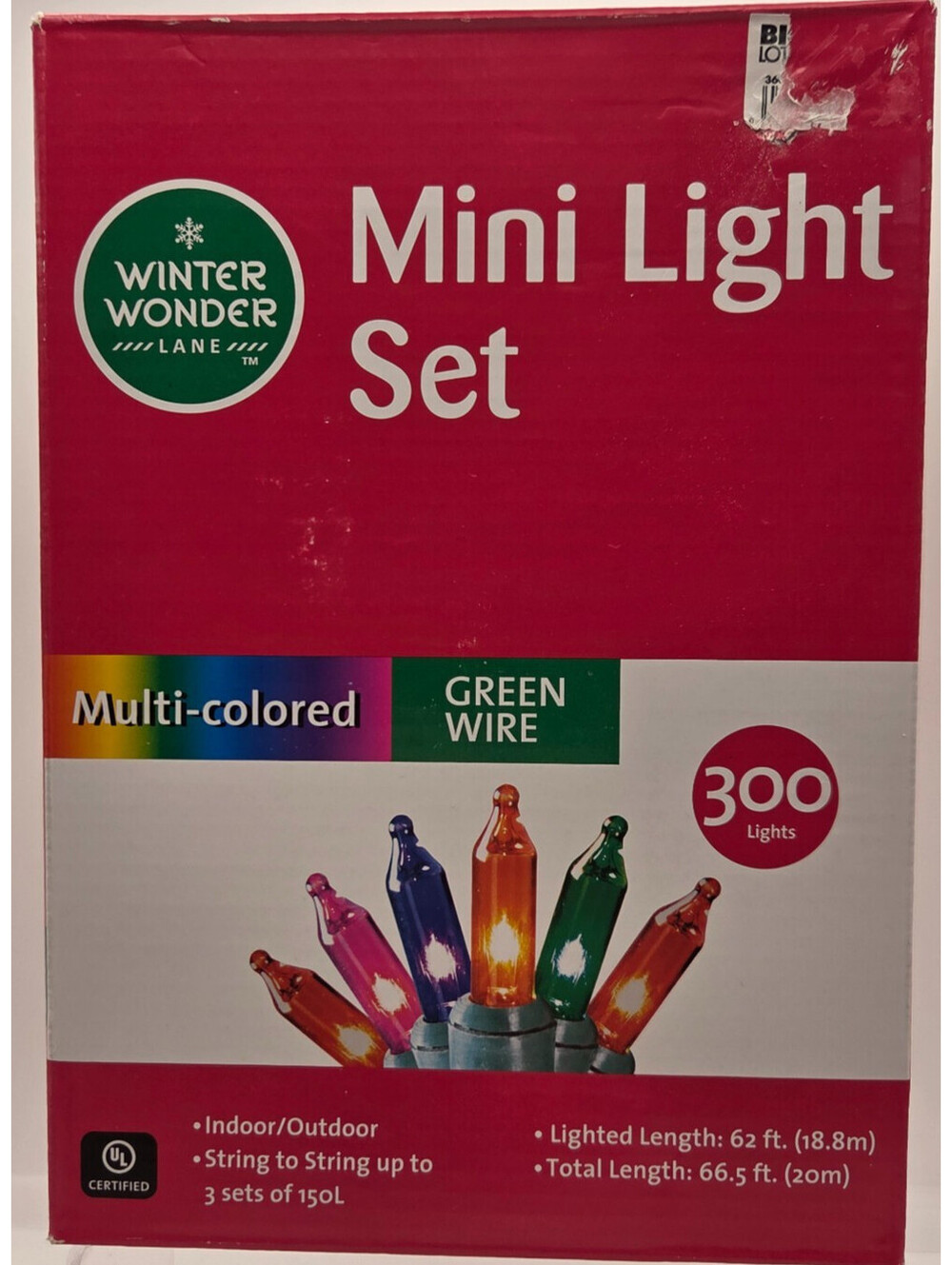 Winter Wonder Lane 300 Mini Christmas Lights Multicolor Green Wire Indoor Outdoo